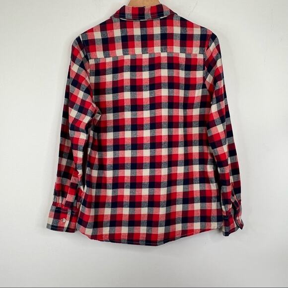 Field & Stream red plaid check flannel long sleeve button down shirt women's M - Picture 3 of 7